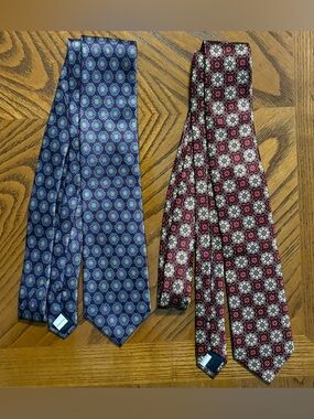Lot of 2 Burma Bibas 100% Silk Neck Ties